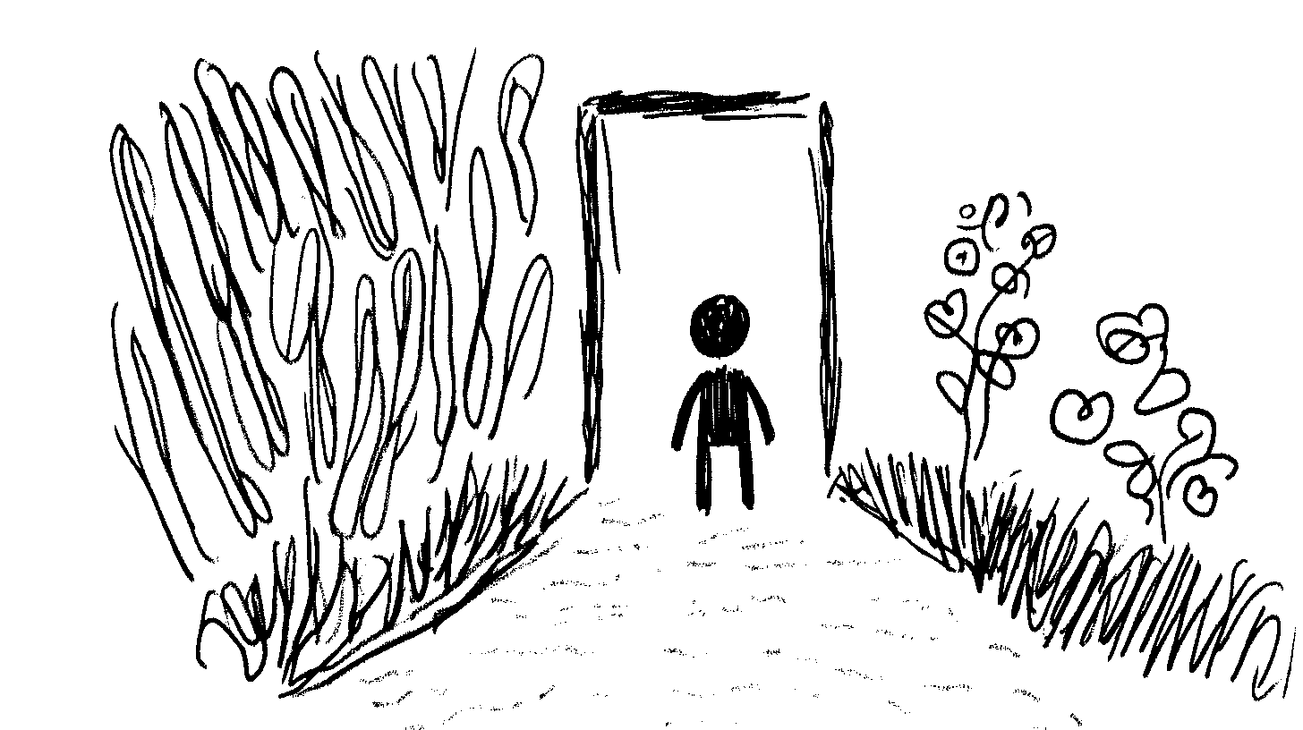 A solitary figure at a crossroads with fracturing shadows, representing hidden mental algorithms and unconscious biases.