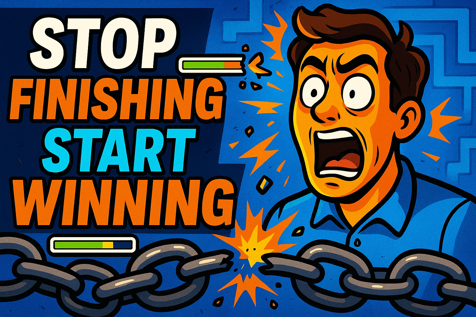 Breaking free from the progress trap—animated progress bars shattering