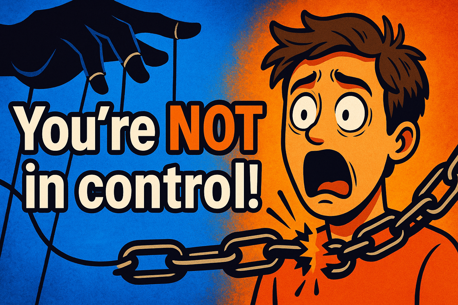 Control Theory Framework mental model showing broken puppet strings representing freedom from control addiction and choice mastery